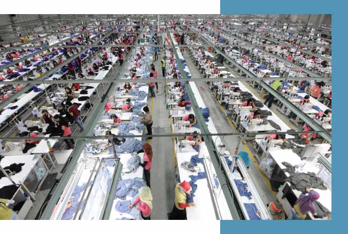 Workers in apparel factory